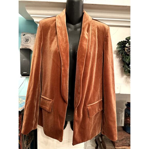 NWT SLOUCHY SLIM CUT VELVET SHAWL COLLAR BLAZER JACKET M - Picture 1 of 8